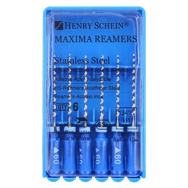Maxima Hand Reamer 21 mm Size 60 Stainless Steel Blue 6/Bx