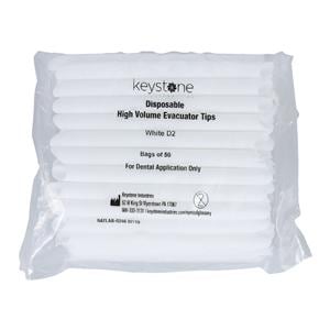 Slotted Evacuator Tip Vented White Plastic 50/Bg