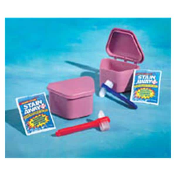 Patient Denture Kit Assorted With Bath, Brush & Cleaner 12/Ca