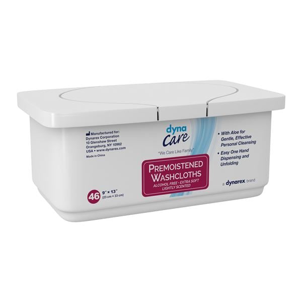 dynaCare Pre Moistened Washcloth Disposable Spunlace 9 in x 13 in White 552/Ca