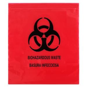 Biohazard Bag 12x12" Opaque Red/Black Zipper Closure LLDPE Film 1000/Ca