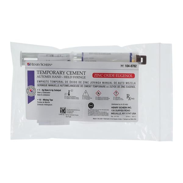 Eugenol Automix Temporary Cement White Handheld Syringe Ea