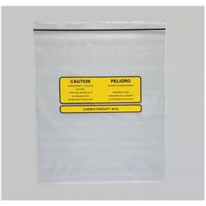 Chemotherapy Disposal Bag 4mil 12x15" Clear/Yellow Zipper Closure PE 100/Bx