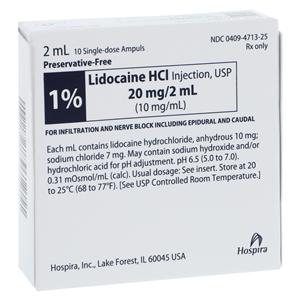 Lidocaine HCl Injection 1% Preservative Free Ampule 2mL 50/Package