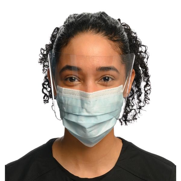 Isofluid Fog-Free Combination Mask / Shield ASTM Level 1 Anti-Fog Turqus 25/Bx