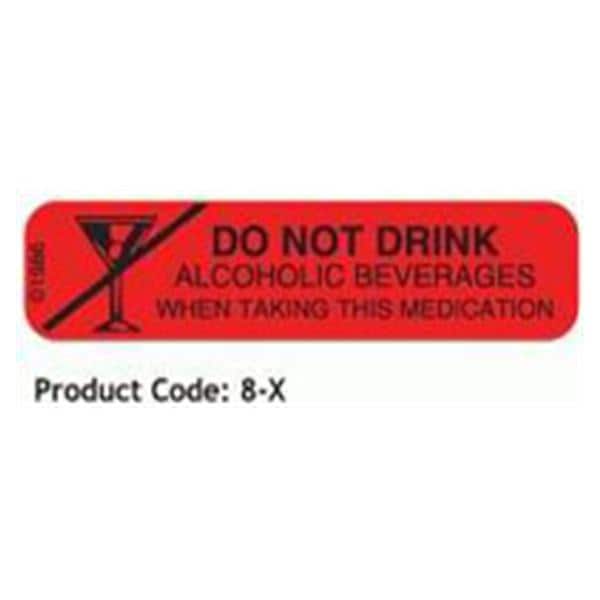 Communication Label Paper No Alcohol While Red 1-9/16x3/8" 1000/Bx