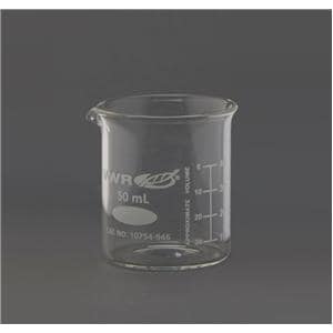 Graduated Beaker Glass Clear 50mL Ea