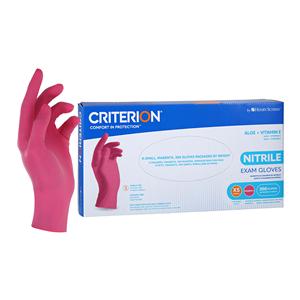 Criterion Aloe + Vitamin E Nitrile Exam Gloves X-Small Magenta Pink NS 200/Bx