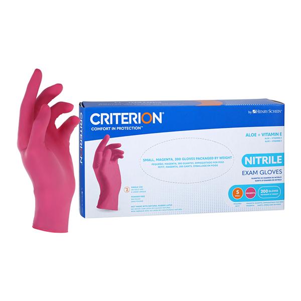 Criterion Aloe + Vitamin E Nitrile Exam Gloves Small Magenta Pink NS 200/Bx