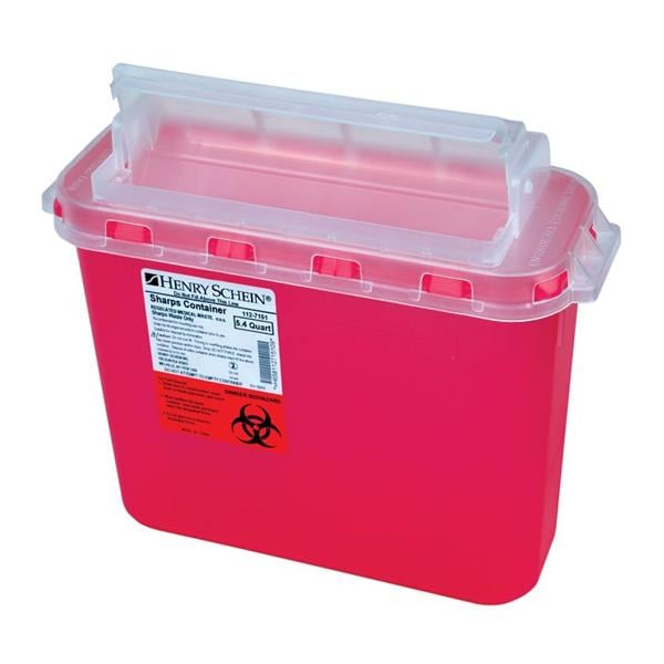 Sharps Container 5.4qt Red 12.1x4.7x10" Counterbalanced Side Entry PP Ea, 20 EA/CA