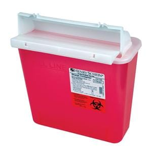 Sharps Container 5qt Red 10x4.4x9.2" Counterbalanced Side Entry Polypropylene Ea, 20 EA/CA