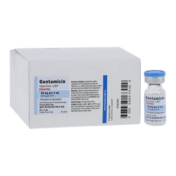 Gentamicin Sulfate Injection 10mg/mL Pediatric SDV 2mL 25/Package