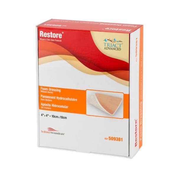 Restore Foam Wound Dressing 4x4" Sterile Non-Adhesive Tan Absorbent