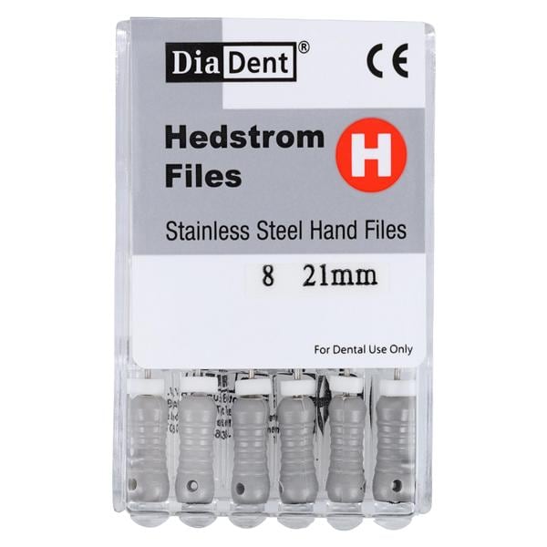 Hand Hedstrom File 21 mm Size 8 Stainless Steel Gray 0.02 6/Pk