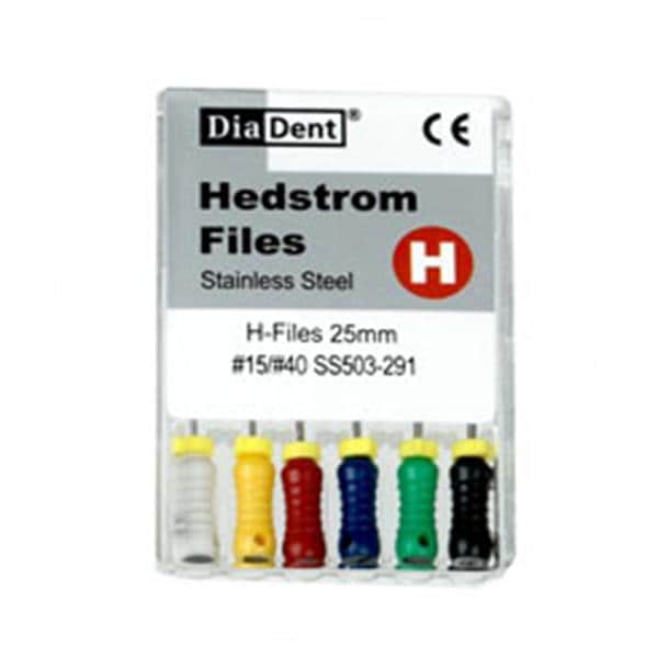 Hand Hedstrom File 25 mm Size 15-40 Stainless Steel 0.02 6/Pk