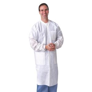 Protective Lab Coat Not AAMI Rated Nonwoven SMS X-Large White 30/Ca
