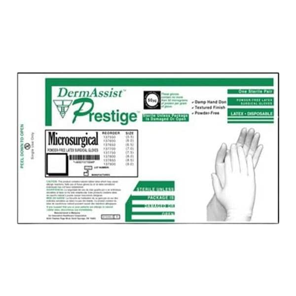 DermAssist Prestige Latex Surgical Gloves 7 Natural 100Pr/Ca