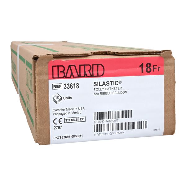 Silastic Catheter Foley 18Fr 5cc Short Round Tip Silicone Coated 2-Way 10/ca