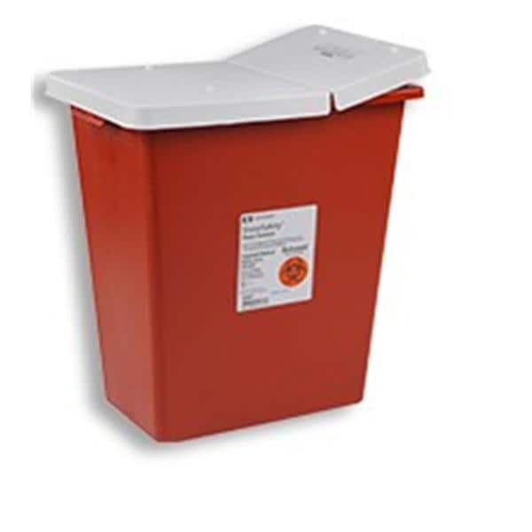 Sharps Container 8gal Red 11x15.5x17.75" Hinge Lid/Gasket Polypropylene 10/Ca