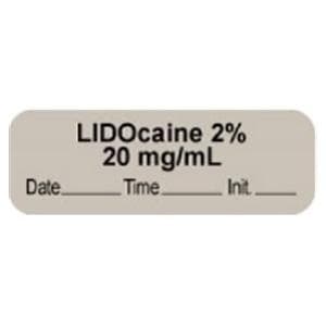 Anesthesia Label DTI Lidocaine 2% 20mg/mL Gray 1-1/2x1/2" 1000/Rl