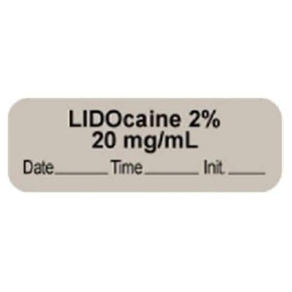 Anesthesia Label DTI Lidocaine 2% 20mg/mL Gray 1-1/2x1/2" 1000/Rl