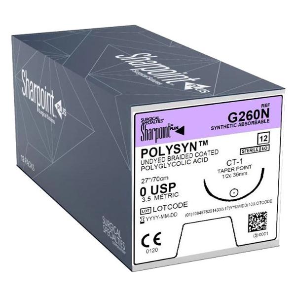 Polysyn Suture 5-0 27" Polyglycolic Acid Braid T8 Undyed 12/Bx