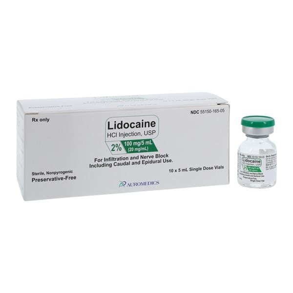 Lidocaine HCl Injection 2% Preservative Free SDV 5mL 10/Package
