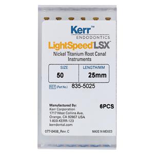 LightSpeed LSX Rotary Hand File 25 mm Size 50 Nickel Titanium Yellow 6/Pk