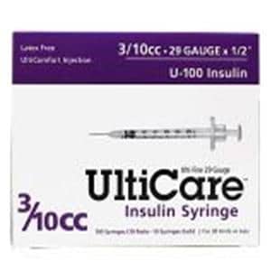 Lo-Dose Insulin Syringe/Needle 29gx1/2" 0.3cc Conventional No Dead Space 500/Ca