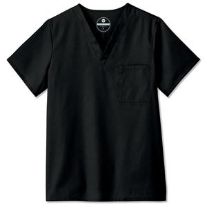 Scrub Shirt V-Neck 1 Pocket Set-In Sleeves 2X Large Black Unisex Ea