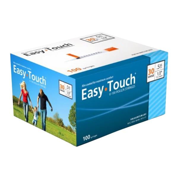 EasyTouch Insulin Syringe/Needle 30gx1/2" 0.5cc Conventional No Dead Spc 100/Bx