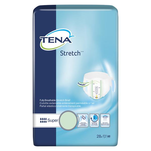 Tena Stretch Incontinence Brief Unisex 33-52" Super White 56/Ca