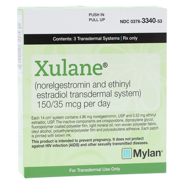 Xulane Transdermal System 150mcg/35mcg Delivery System 3/Package