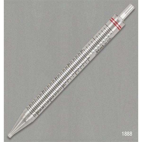 Serological Pipette Polystyrene 25mL Red Band Sterile 100/Ca