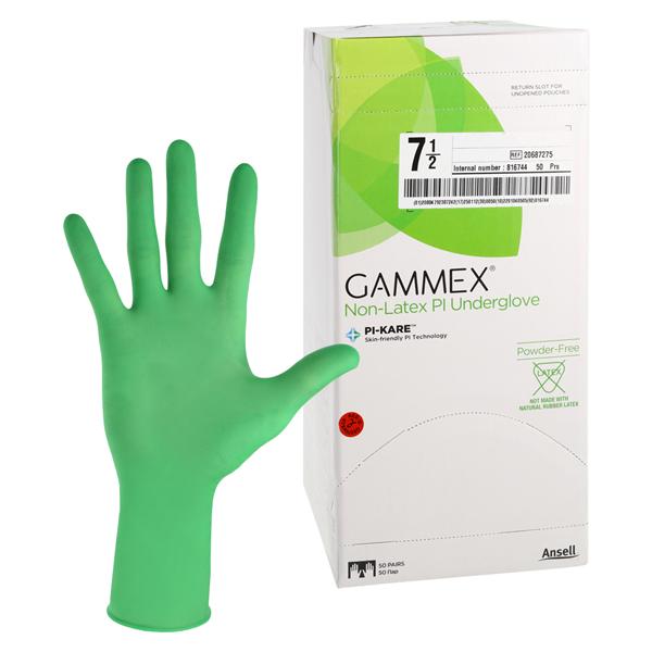 GAMMEX Non-Latex PI Underglove Polyisoprene Surgical Gloves 7.5 Green 50Pr/Bx