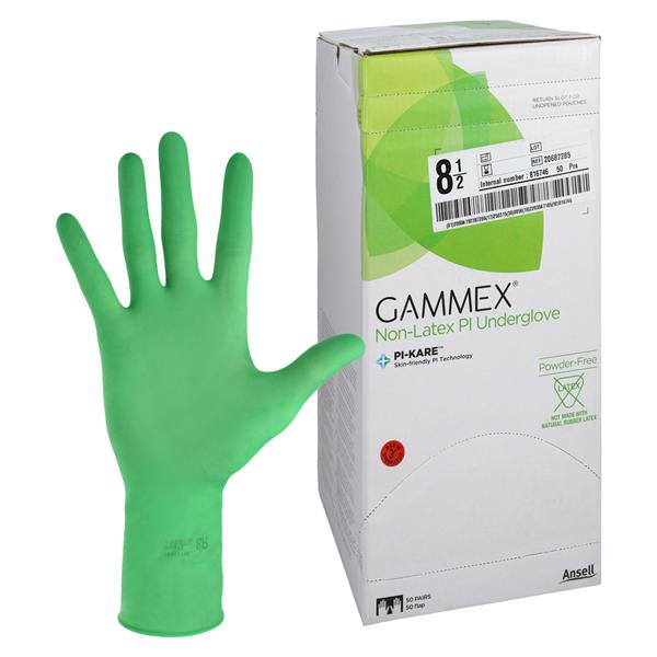 GAMMEX Non-Latex PI Underglove Polyisoprene Surgical Gloves 8.5 Green 50Pr/Bx