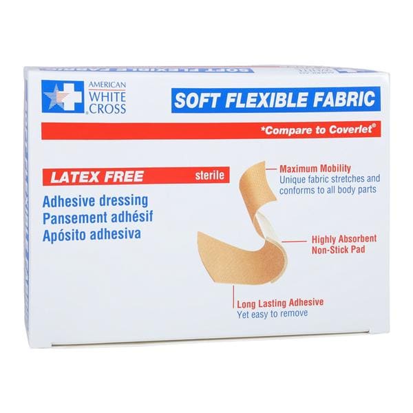 American White Cross Adhesive Bandage Fabric 1x3" Tan Sterile 100/Bx