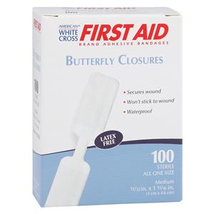 American White Cross Wound Closure Strip 13/32x1-13/16" White 100/Bx