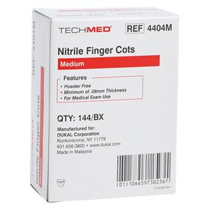 Tech-Med Nitrile Pre-Rolled Finger Cots Medium White 144/Bx