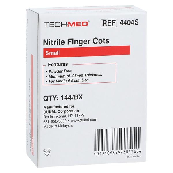Tech-Med Nitrile Pre-Rolled Finger Cots Small White 144/Bx