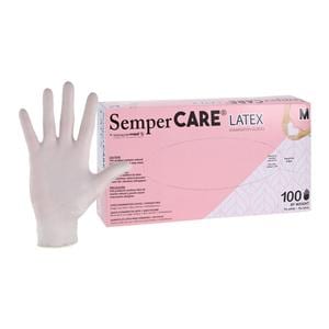 Sempercare Latex Exam Gloves Medium Cream Non-Sterile 100/Bx