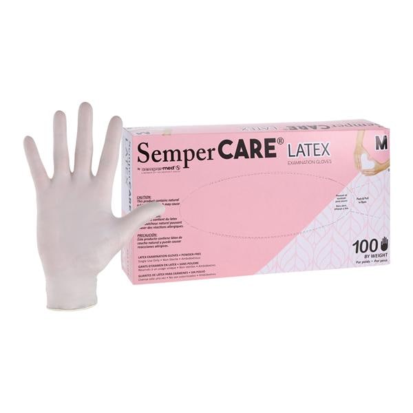 Sempercare Latex Exam Gloves Medium Cream Non-Sterile 100/Bx