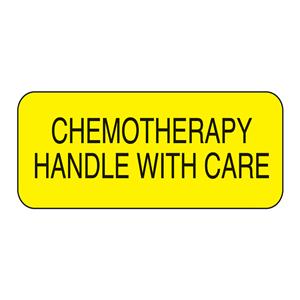 Label "Chemotherapy Handle with Care" Yellow 1-1/2x5/8" 1000/Bx