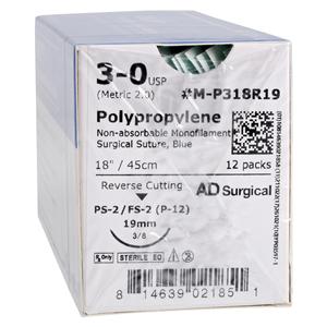 Suture 3-0 18" Polypropylene Monofilament C-13 Blue 12/Bx