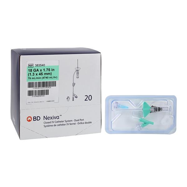 Nexiva IV Catheter 18 Gauge 1-3/4" Green Closed 20/Bx