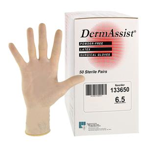 DermAssist Latex Surgical Gloves 6.5 Natural 50/Bx