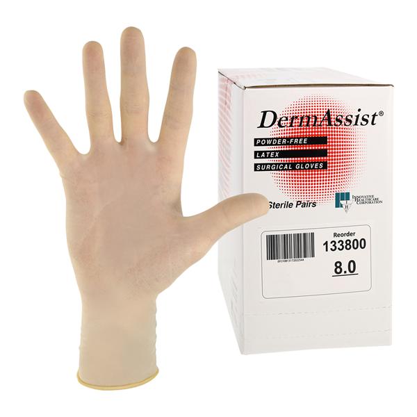 DermAssist Latex Surgical Gloves 8 Natural 50/Bx