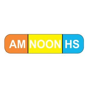 Labels AM NOON HS Assorted 1-5/8x3/8" 1000/Pk