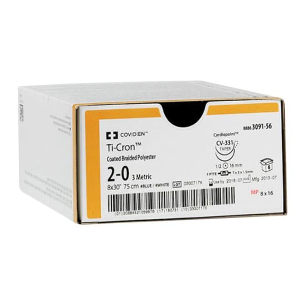 Ti-Cron Suture 3-0 30" Polyester Braid V-30 Blue 12/Ca