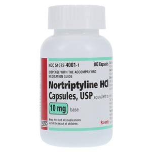 Nortriptyline HCl Capsules 10mg Bottle 100/Bottle Each